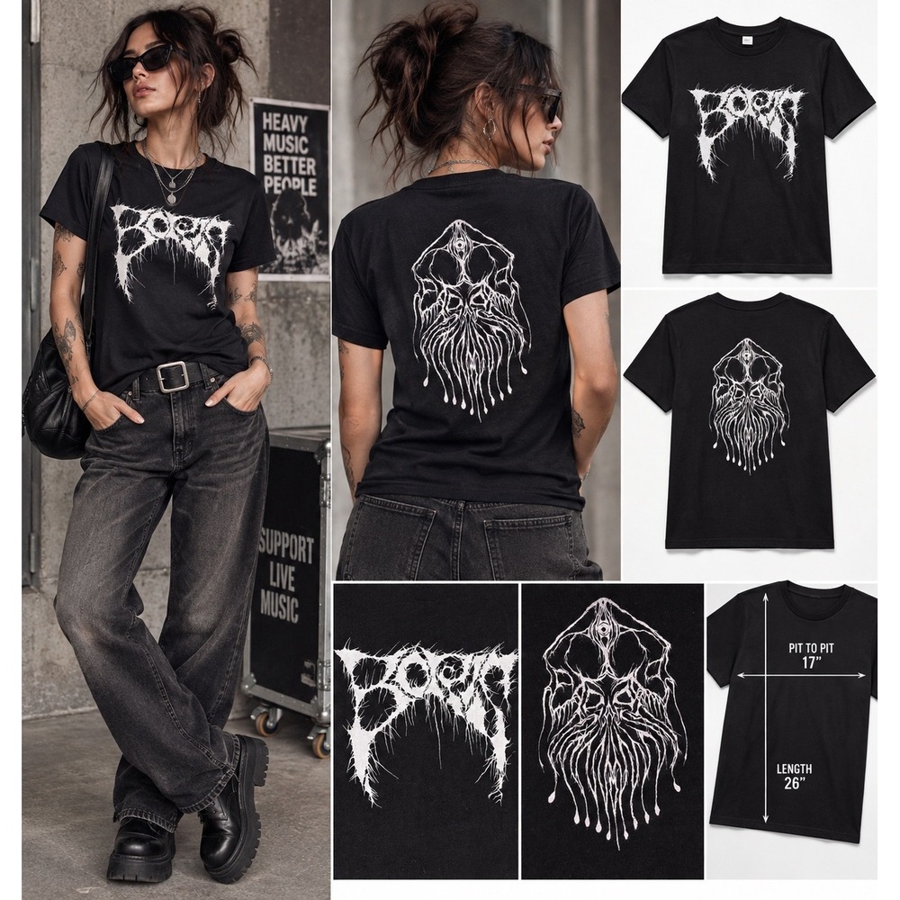 Boris Electric Jellyfish 2022 Heavy Rock Breakfast Tour T Shirt Crow Art S